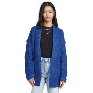 Free People High Hopes Cardigan Womens M Open Front Blue Boho Sweater